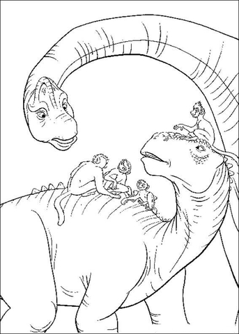 Iguanodon Aladar Keeps Monkeys   Coloring Page